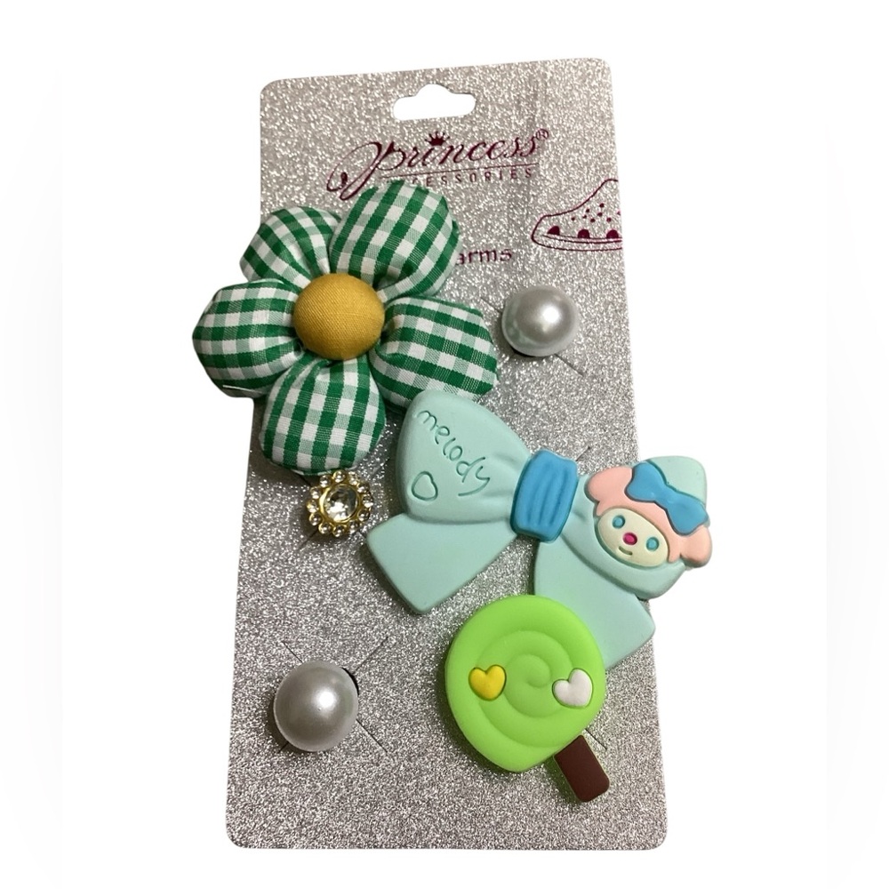 Charming Melody Green and Yellow shoe charm Clip Set